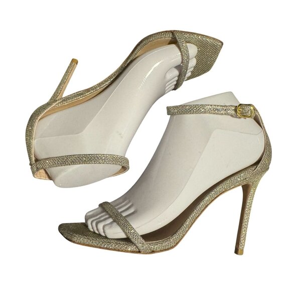 Stuart Weitzman Nudistcurve Ankle Strap Heel Sandal Metallic, Size 7.5 WORN ONCE - Picture 6 of 10